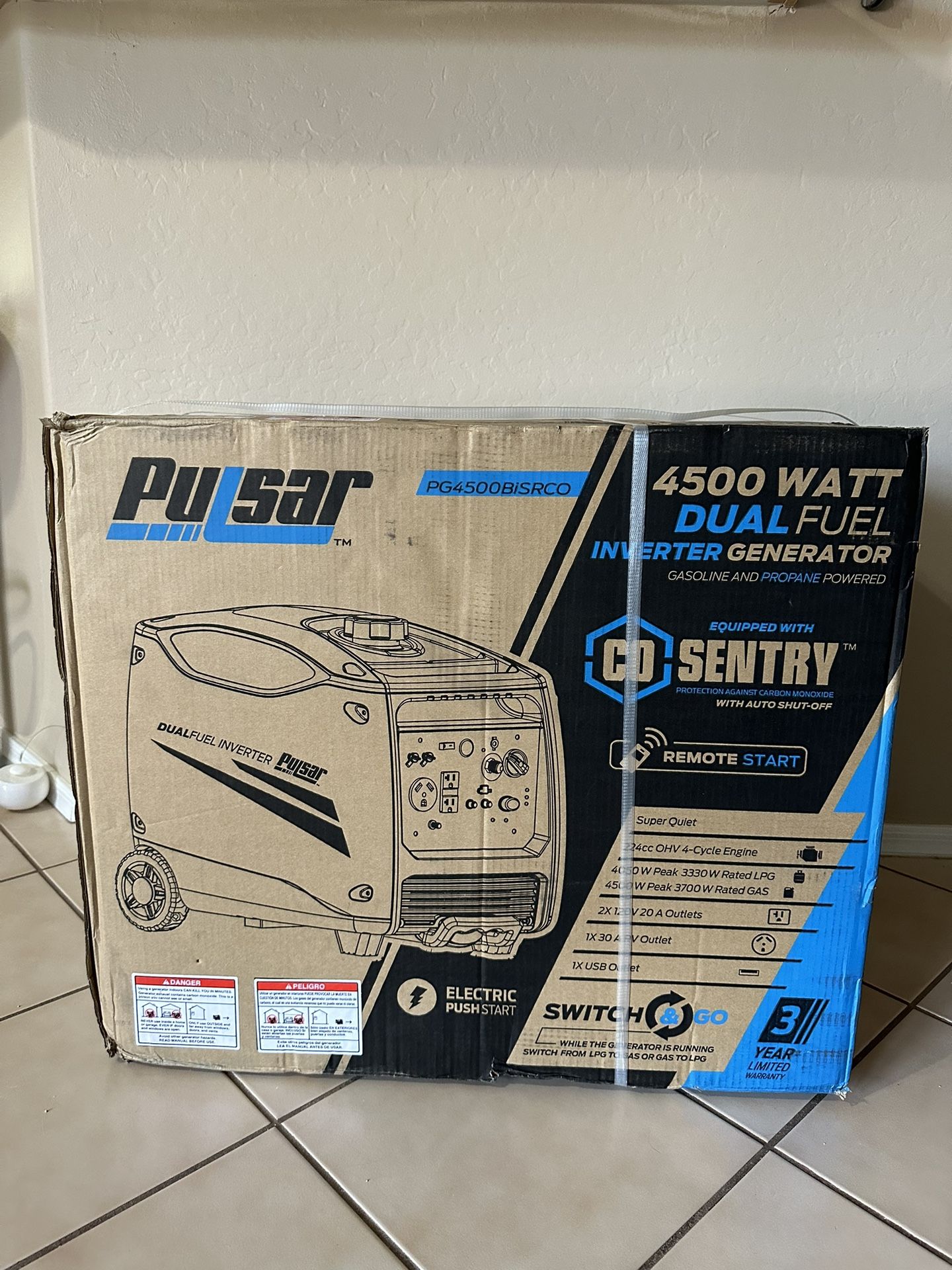 Pulsar 4,500Watt/3,700Watt Dual Fuel Portable Inverter Generator for