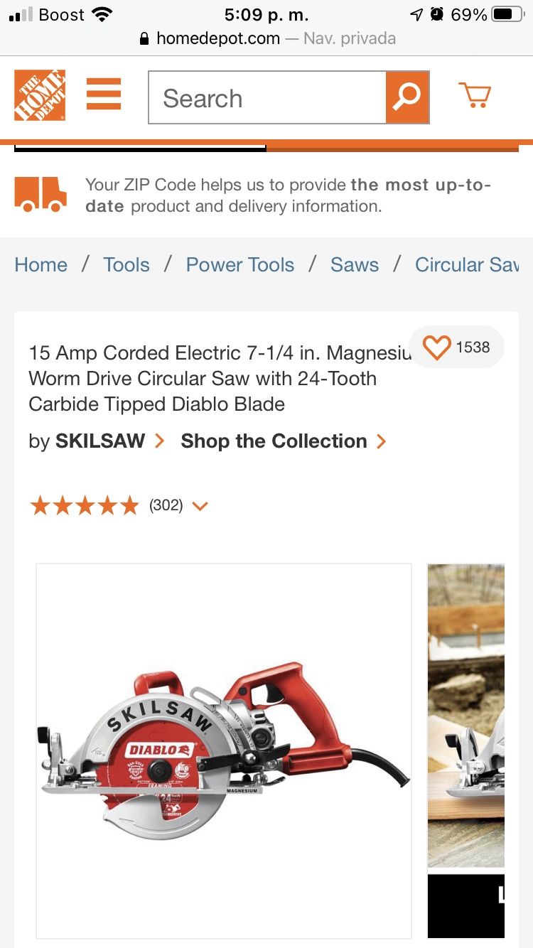 Red Skill Saw 7 1/4” Diablo Edition