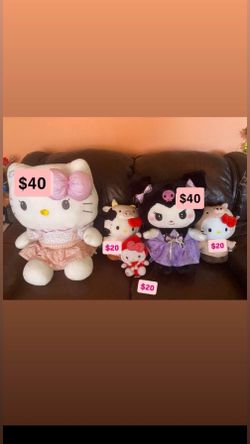 Hello kitty and kuromi plushies