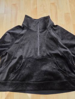 Lululemon Authentic Black Velour Quarter-Zip Pullover Sweatshirt