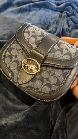 Coach Denim Signature Georgie Saddle Crossbody Bag C4066