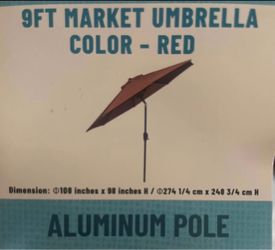 9ft Aluminum pole red umbrella