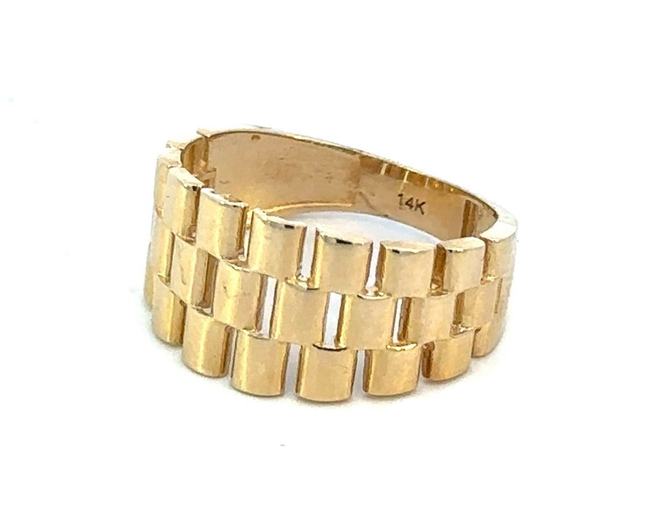 Woman's Ladies 14k Yellow Gold Watch Rolex Link Band Ring Size