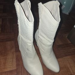 White Mia Cowboy Boots 