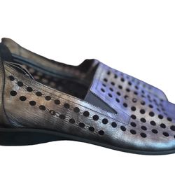 Sesto Meucci Evonne Gray Perforated Nubuck Open Toe Rear Zip Women's Size 11 M