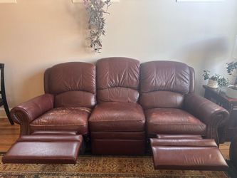 FREE Leather Reclining Sofa (2 Recliners) – Heavy / Needs 3–4 People