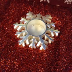 Silver Metal Snowflake Candle Holders