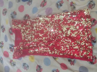 Red and Gold Sequin Dress