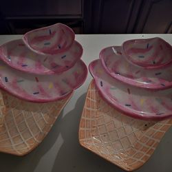 New ice cream platters bowls and spoons