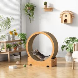 Wooden large Cat Treadmill Exercise Wheel Corrugated Cat Scratcher, NEW 
