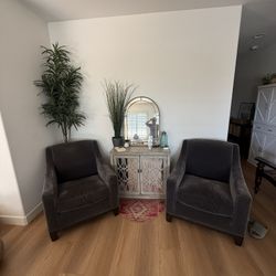 Gray Velvet Set Of Chairs