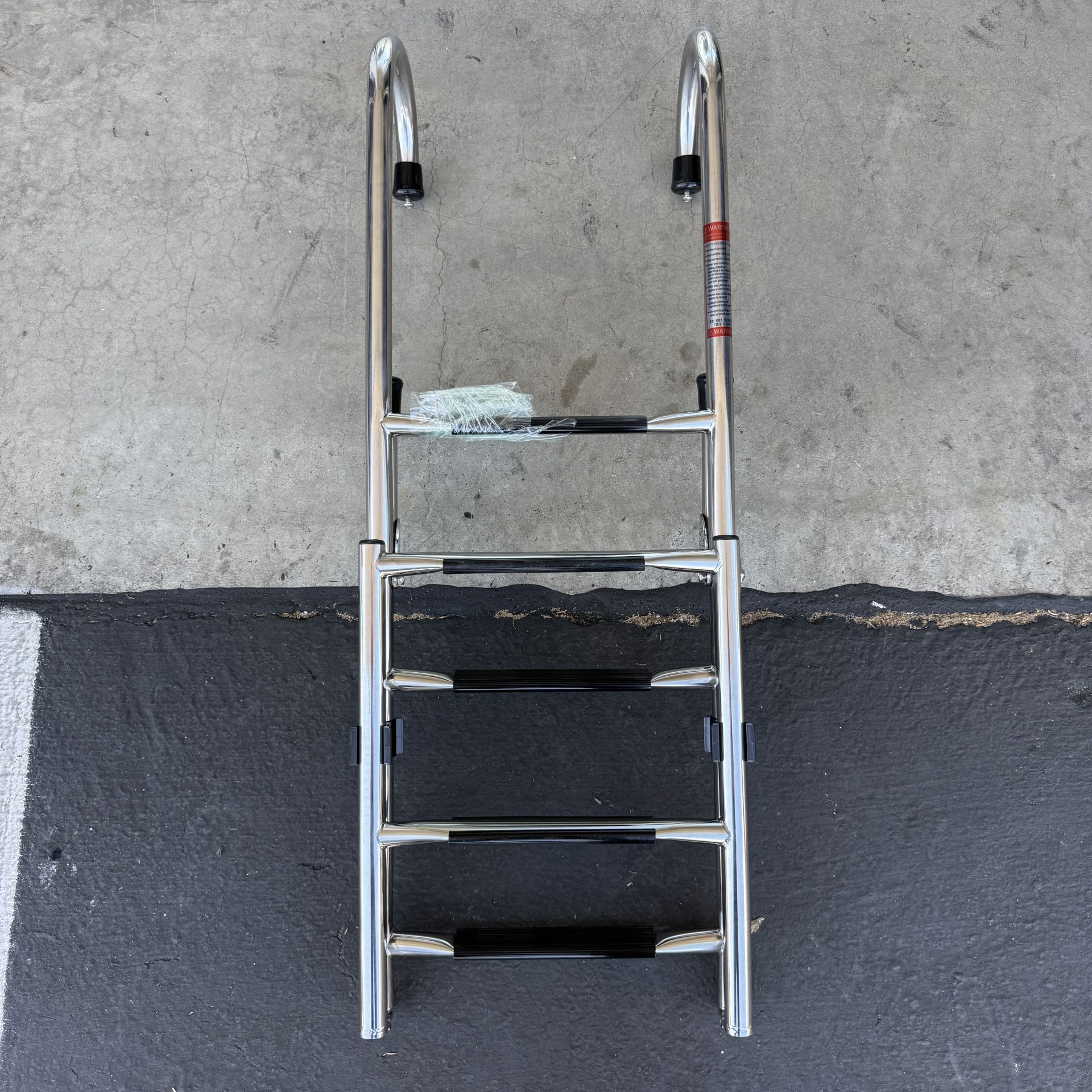 55” 2 + 3 Step Stainless Steel Folding Telescoping Ladder 400 LB Boats Pontoons RVs Ship Universal