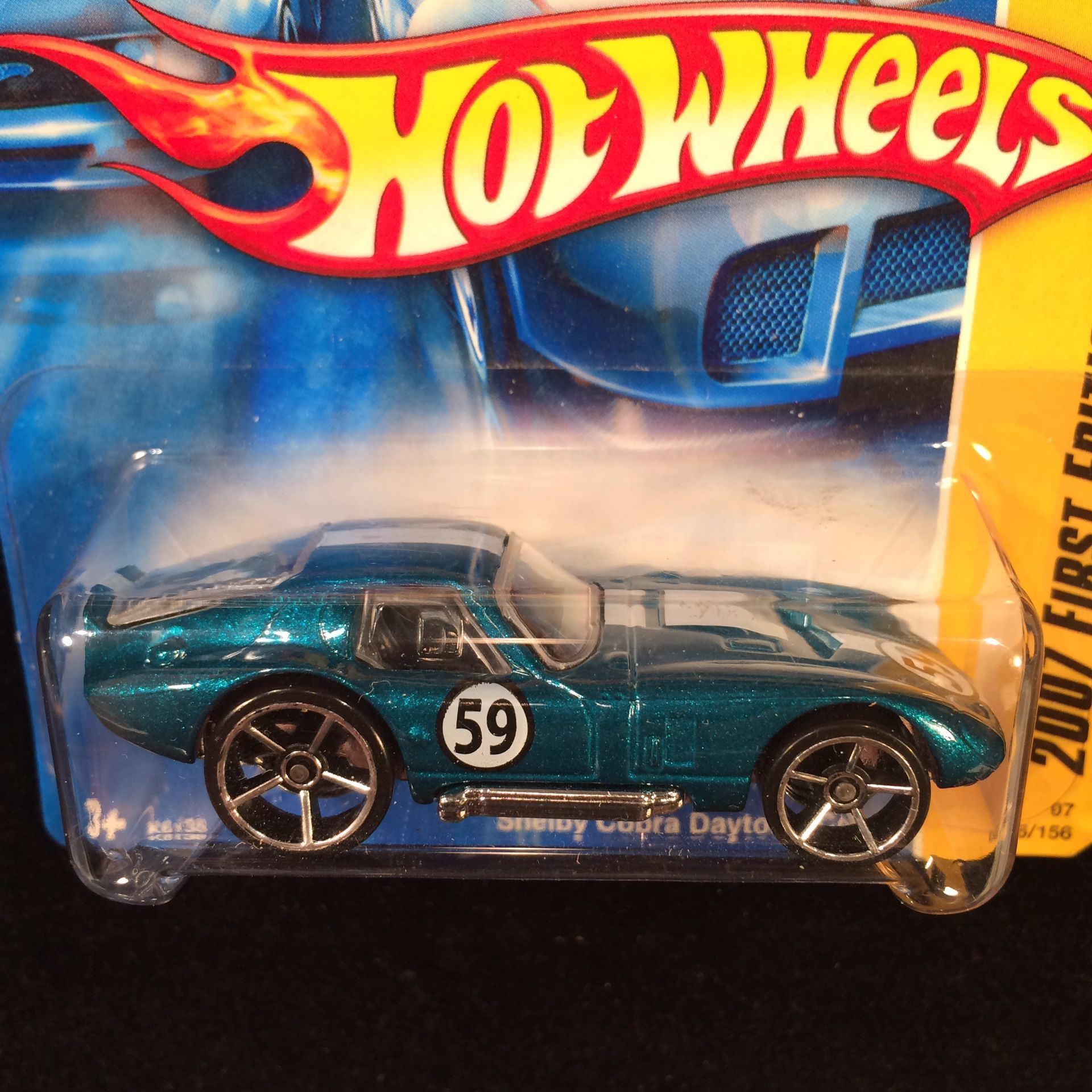 Hot Wheels 2007 First Editions Shelby Cobra Daytona Coupe Rare Teal • OH5SP Wheels • Rare Short Card Plus Treasure Hunt And Silver Original Casting 