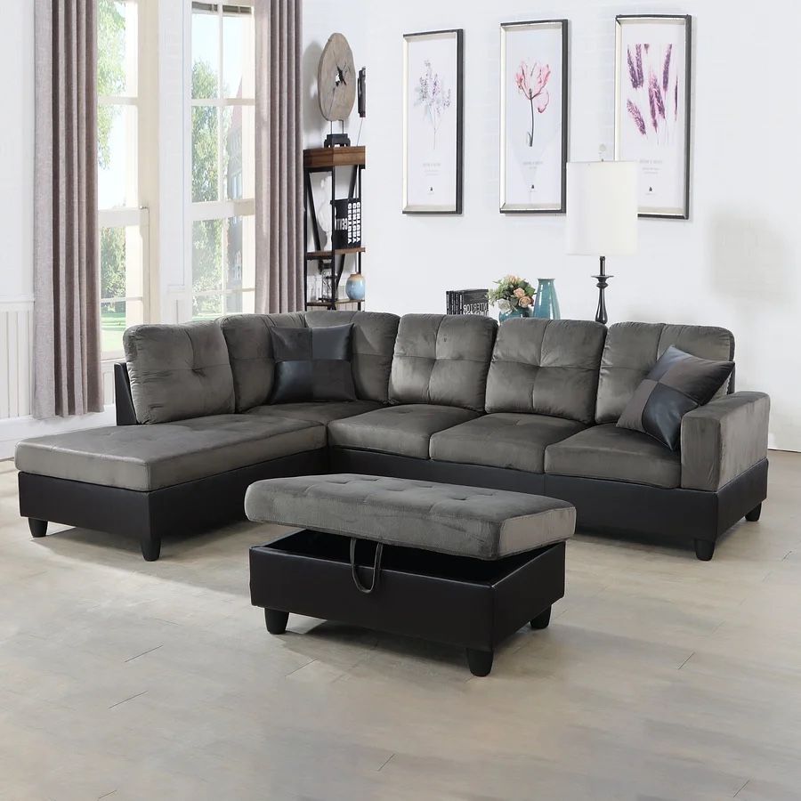 New Sectional + Storage Ottoman — Left or Right Chaise — Delivery Available