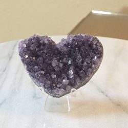 2.6" Approximately Druzy Amethyst Heart Quartz Crystal 