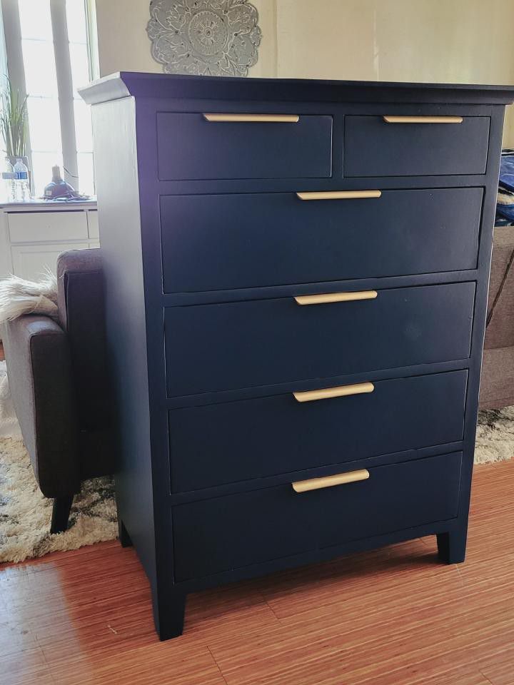 Blue Solid Wood Dresser