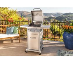 2 Burner Stainless Steel Propane Gas Grill with Folding Side Shelves