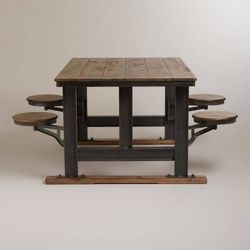 World Market Galvin Cafeteria Dining Table with attached swivel stools