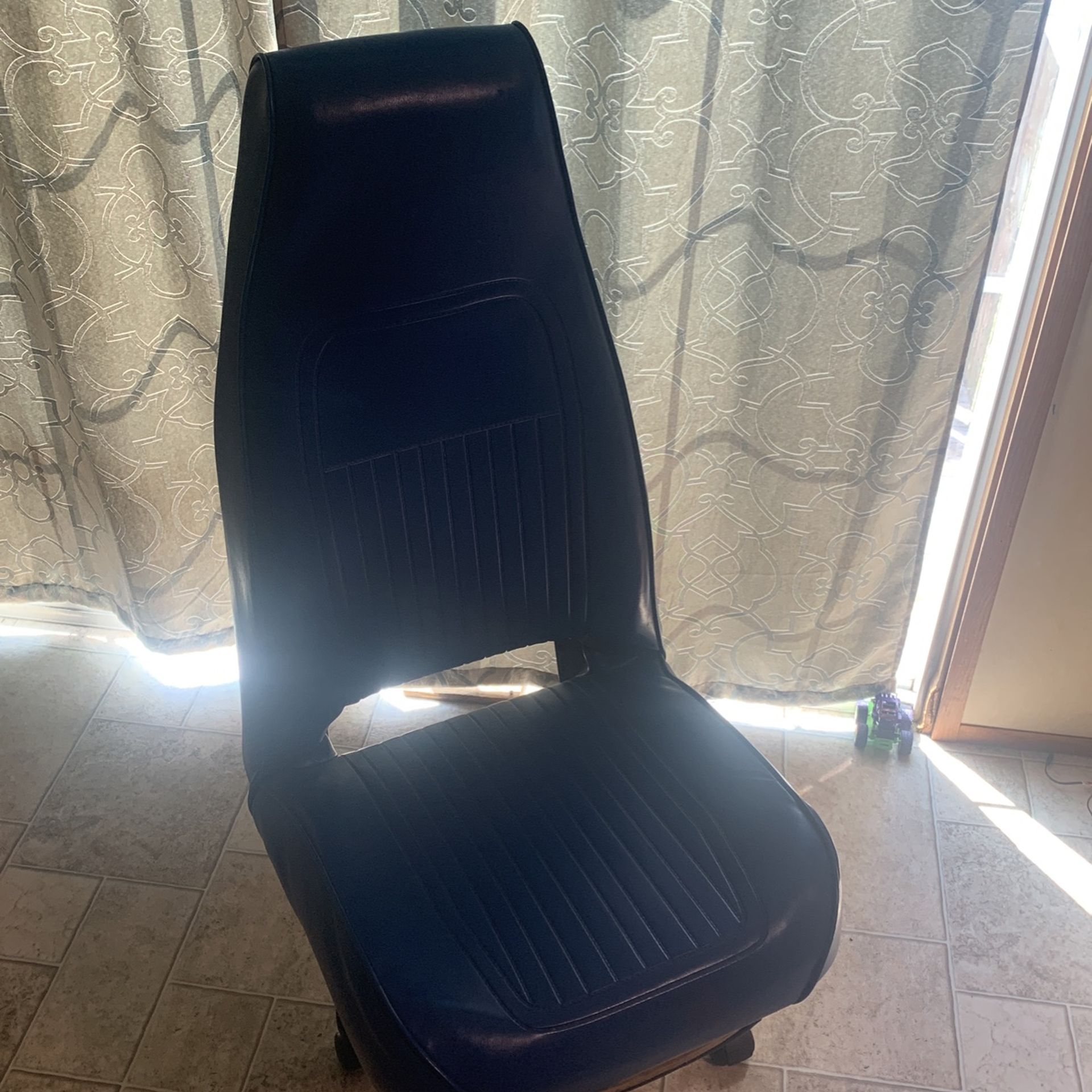 Big Blue Leather Rolling Chair 