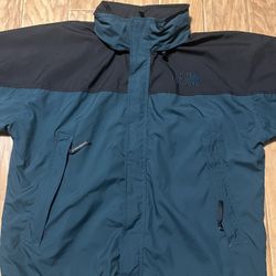 The North Face Packable Windbreaker Jacket Men’s Large Green/Black Stow Pocket Hoodie
