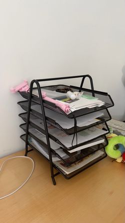 Black Metal Mesh 6-Tier Desktop File Organizer
