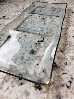 Etched, Floral, Gold Rimmed Decorative Dish