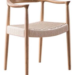 Solid Wood Rope Woven Dining Chairs X4