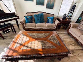 Wood and Stone Coffee Table