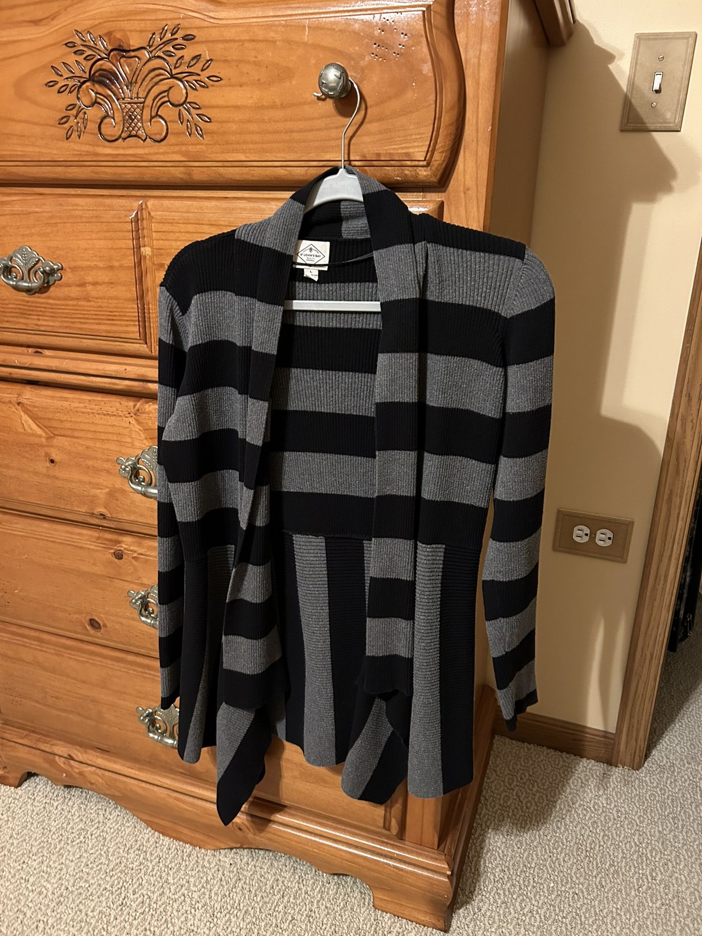 Black & Gray striped Cardigan