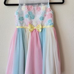 Rainbow tulle dress for girls (4-5 years, size medium)