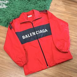 Balenciaga Logo Track Jacket – Red/Black – 2XL – Brand New