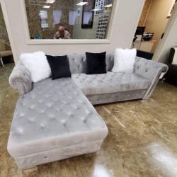 Brand New Grey Tufted Sectional On Sale Now Only $899