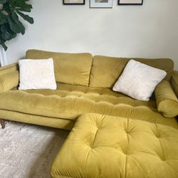Mid Century Modern 3 Seater Couch And Ottoman 