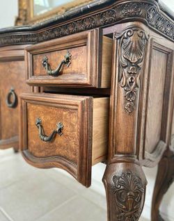 Claw Foot Grey Marble Top Buffet Table