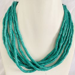 Multi Strands Turquoise Color Choker Necklace 
