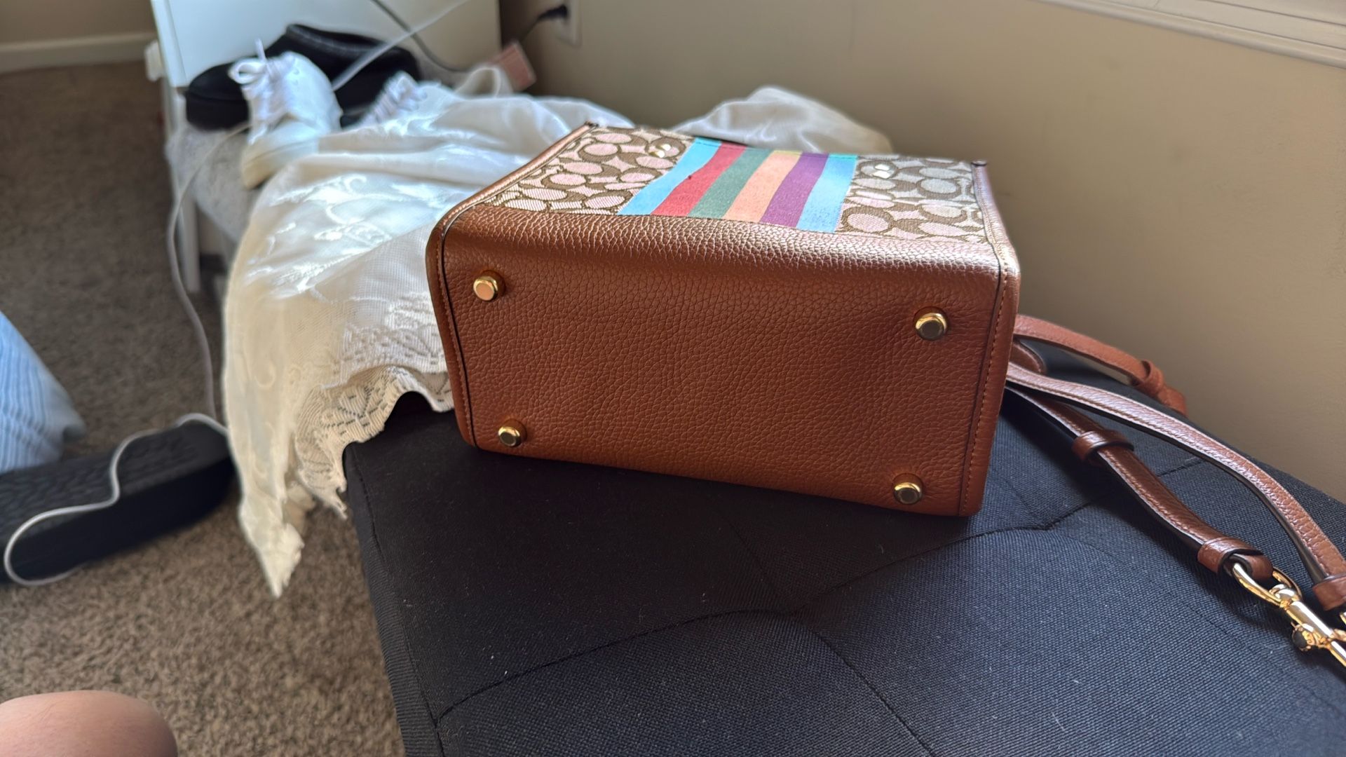 coach brand new mini tote w straps