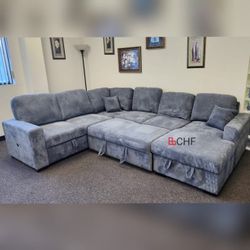 Corduroy Living Room Sectional Sleeper Sofa With Pull Out Bed   // October Sale 