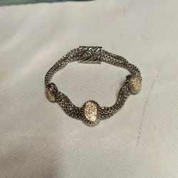 Vintage MX Silver 3 Strand Bracelet - 7.5 in - Bling