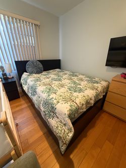 Bed and light stand (mattress included)