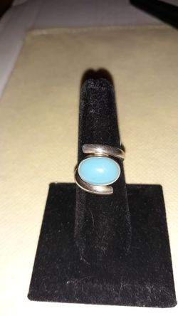 Natural Powder Blue Chalcedony Sterling silver ring
