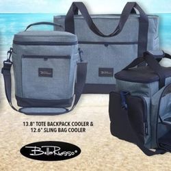 Bella Russo 2 Piece Set 13.8” Tote Backpack Cooler and 12.6” Sling Bag Cooler