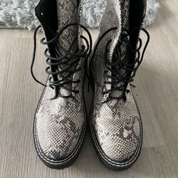 Snakeskin Combat Boots