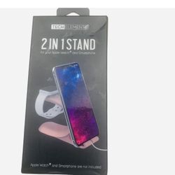 Tech Elements 2 in 1 Blue Wired Charging Stand For Apple Watch and Smartphone OS