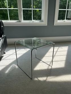 Modern Stainless Steel and Glass Nesting Side Tables (Set of 2)