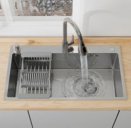 30 in Undermount Large Single Kitchen Sink, Food-Grade 304 Stainless Steel with faucet and accessories