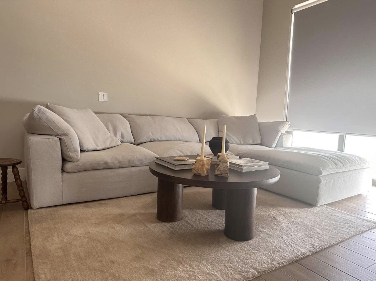 Round Coffee Table - Solid Brown Wood