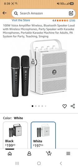 100W Voice Amplifier Wireless, Bluetooth Speaker Loud with Wireless Microphones, Party Speaker with Karaoke Microphones, Portable Karaoke Machine for 