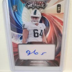 Really Nice One Of A Kind 1/1 2023 Wild Card American Metallix Jacob Slade ROOKIE Card Autograph,,Pittsburgh Steelers.. Mint!!!
