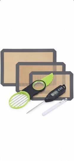 3-Piece Essential Kitchen Gadget Bundle - Avocado Slicer, Thermometer & Baking Mats