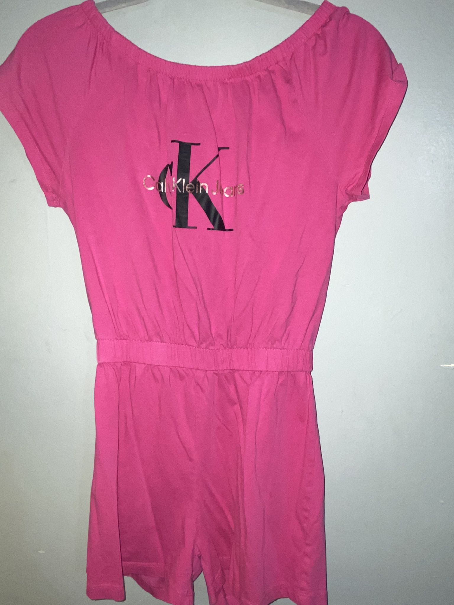 CK Calvin Klein Girls Romper Pink Logo Shorts Size Large (12/14)